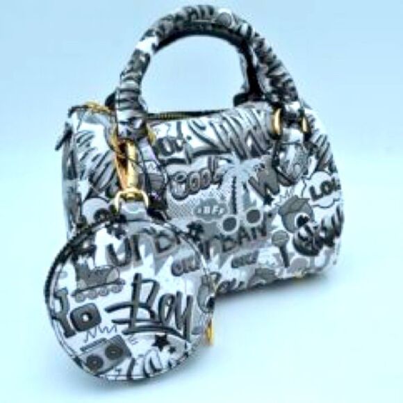 2-N-1 Graffiti Mini Handbag and Wallet - Picture 2 of 5